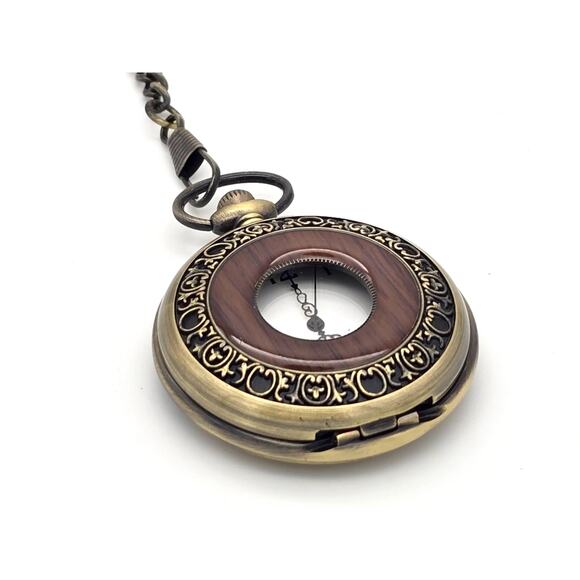 Wooden Pocket Watch – Vintage Look Classic Wood Face Antique-Style Keepsake Gift - Picture 4 of 10